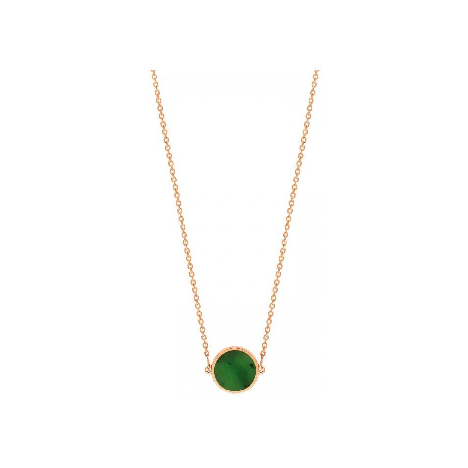 Collier Ginette NY MINI EVER DISC en or rose et jade