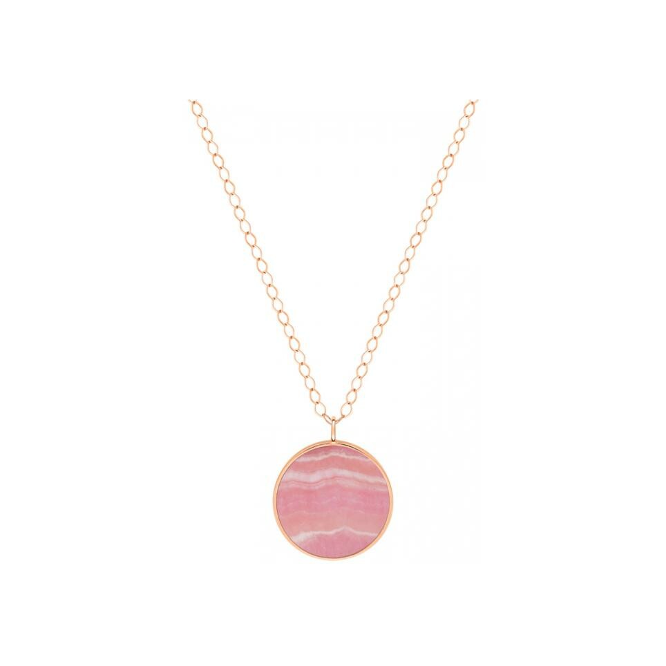 Collier Ginette NY JUMBO EVER DISC en rhodocrosite et or rose