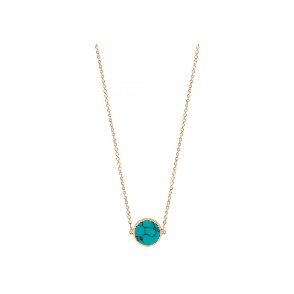 Achat Collier Ginette NY MINI EVER DISC en or rose et turquoise