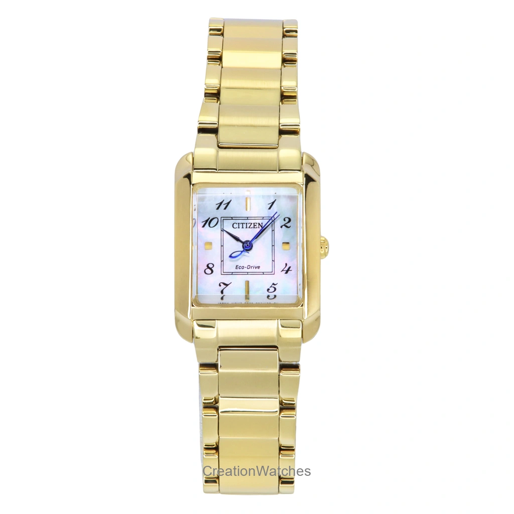 Montre Citizen L en acier inoxydable doré avec cadran en nacre Eco-Drive EW5602-81D pour femme
