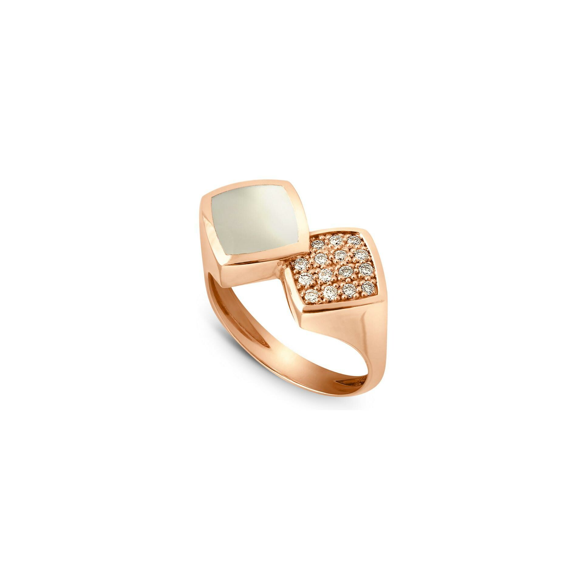 Achat Bague Clozeau en or rose, résine blanche et diamants