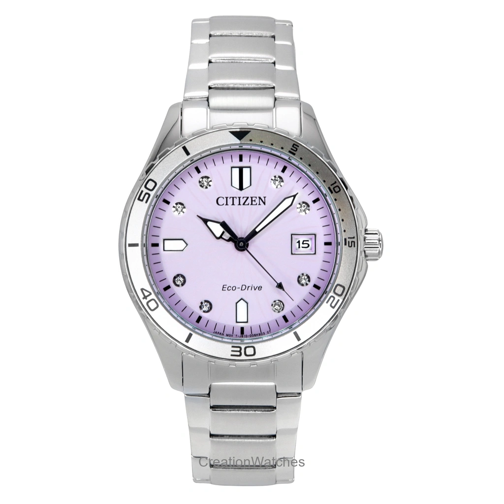 Montre Citizen Marine Eco-Drive pour femme, cadran rose, acier inoxydable, FE6170-88X, 100 m