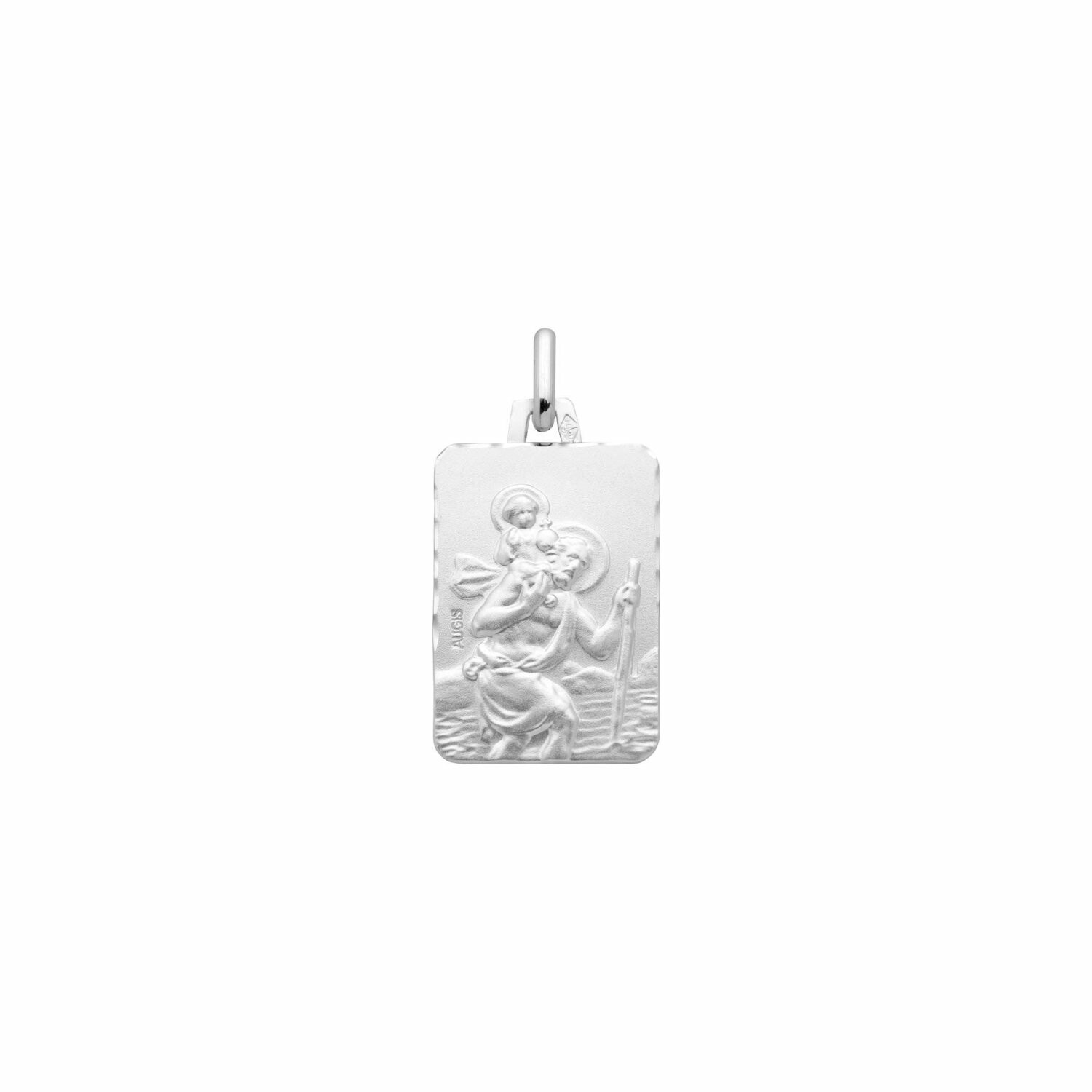 Achat Médaille Augis St Christophe facetée en or blanc, 18x12mm