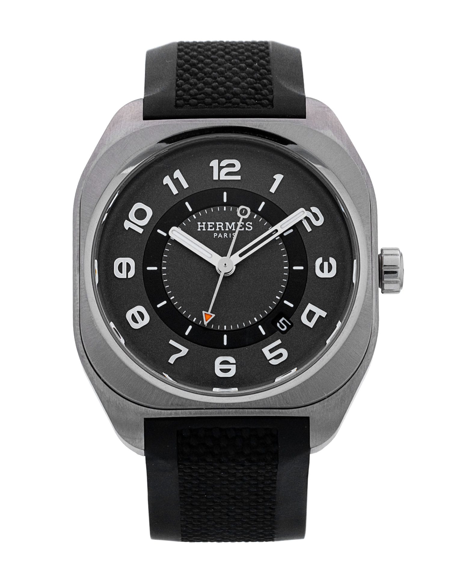 Hermes H08 - cadran Arabe gris et un bracelet e Caoutchouc