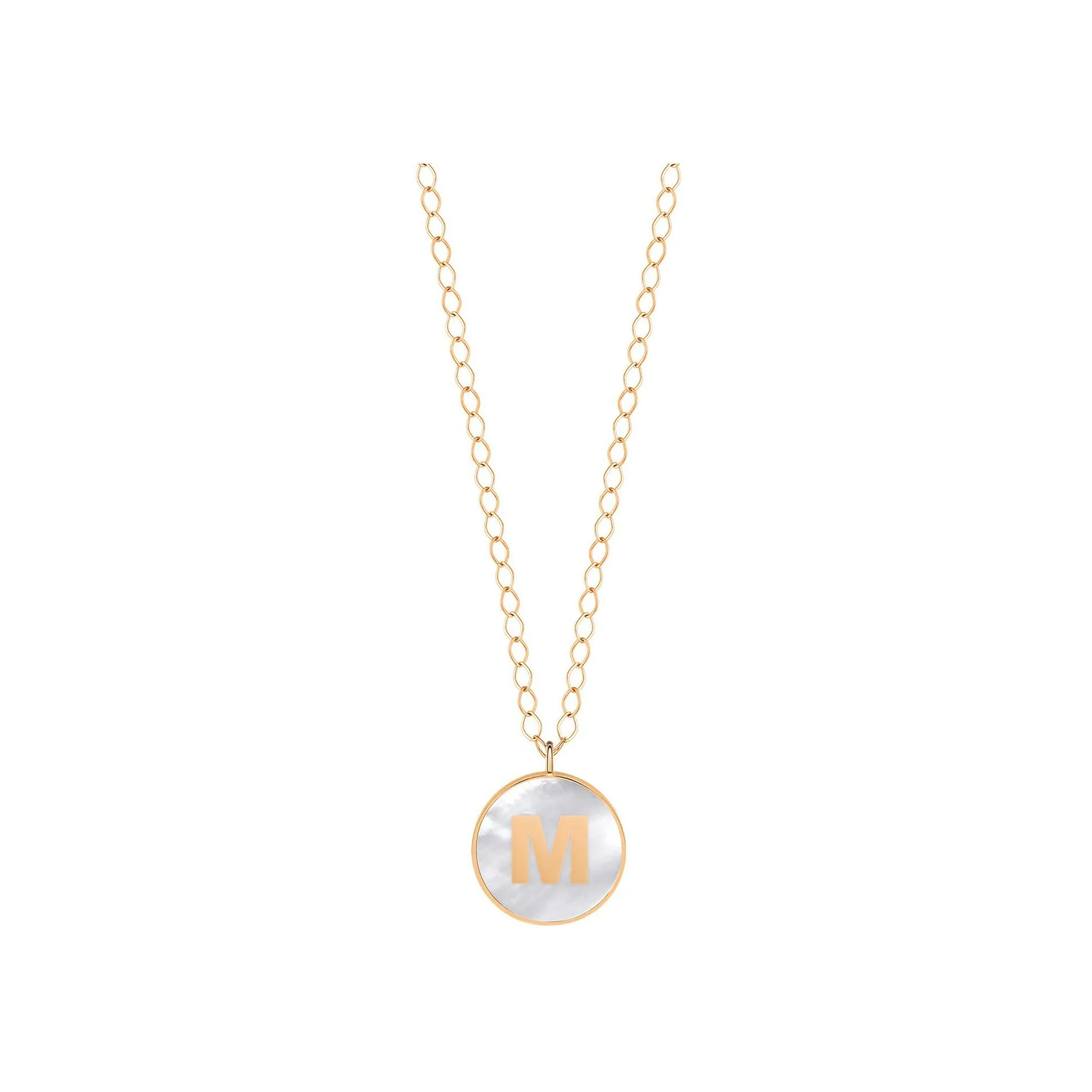 Achat Collier Ginette NY INITIAL EVER en or rose et nacre blanc, lettre M