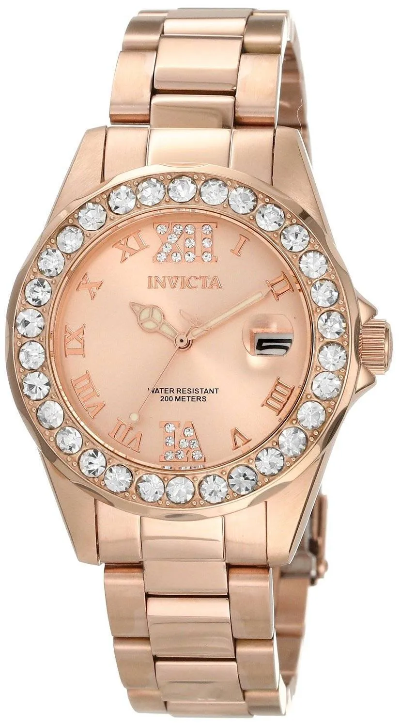 Invicta Pro Diver Rose or acier inoxydable 15253 Women Watch Dial