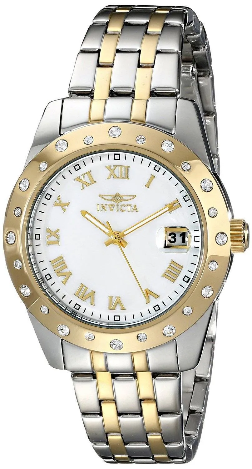Invicta Angel mère de perle Date affichage 17489 Women Watch Dial