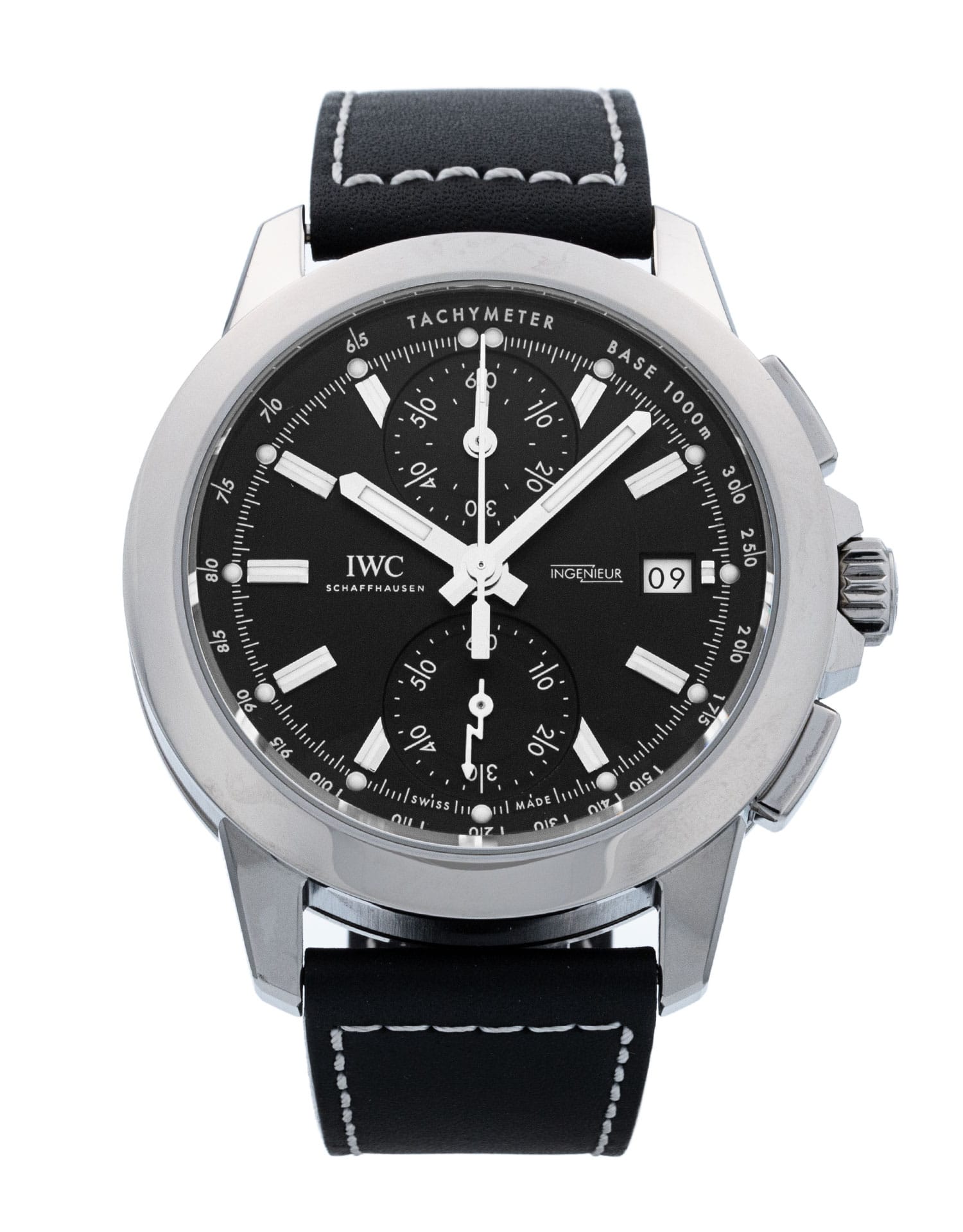 IWC Ingenieur - cadran Baton noire et un bracelet e Cuir