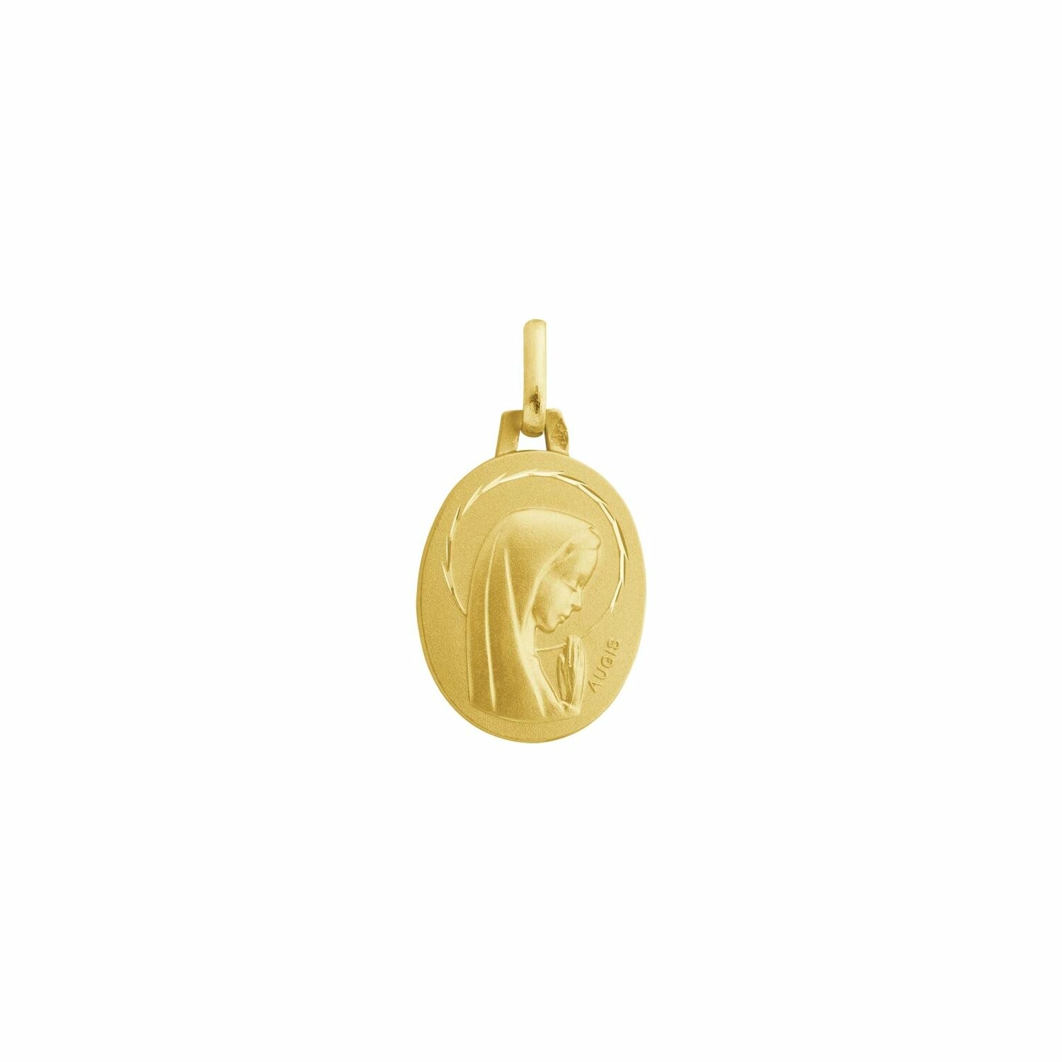 Achat Médaille Augis Vierge ovale auréolée facetée en or jaune, 16mm