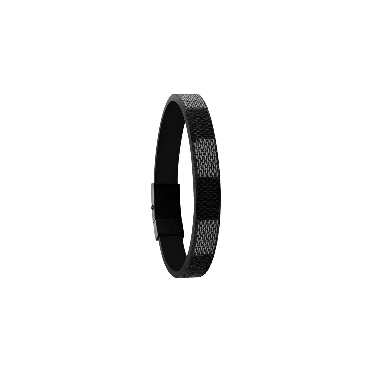 Achat Bracelet Jourdan Bijoux Noir Chicago en cuir et acier PVD noir