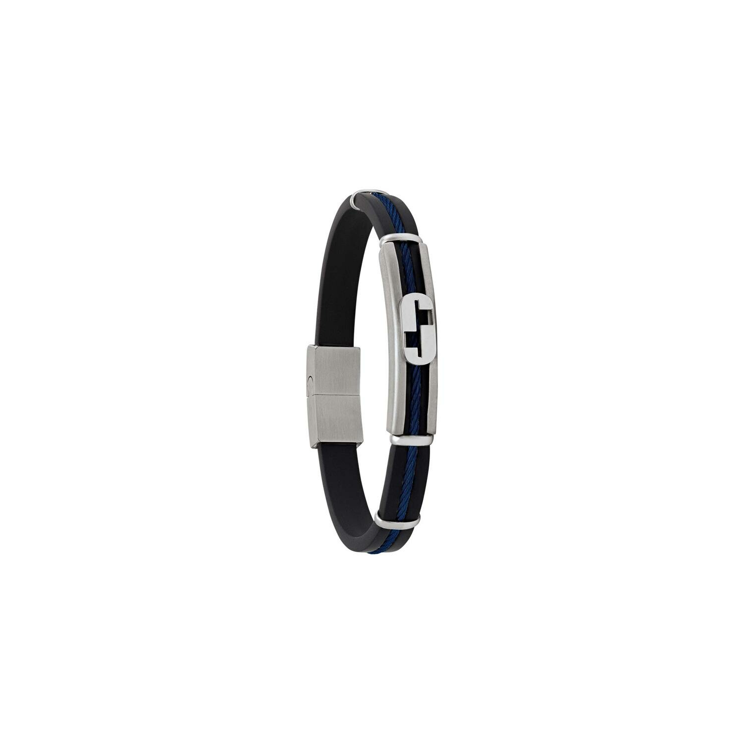 Achat Bracelet Jourdan Bijoux Noir Palmerston en acier et caoutchouc