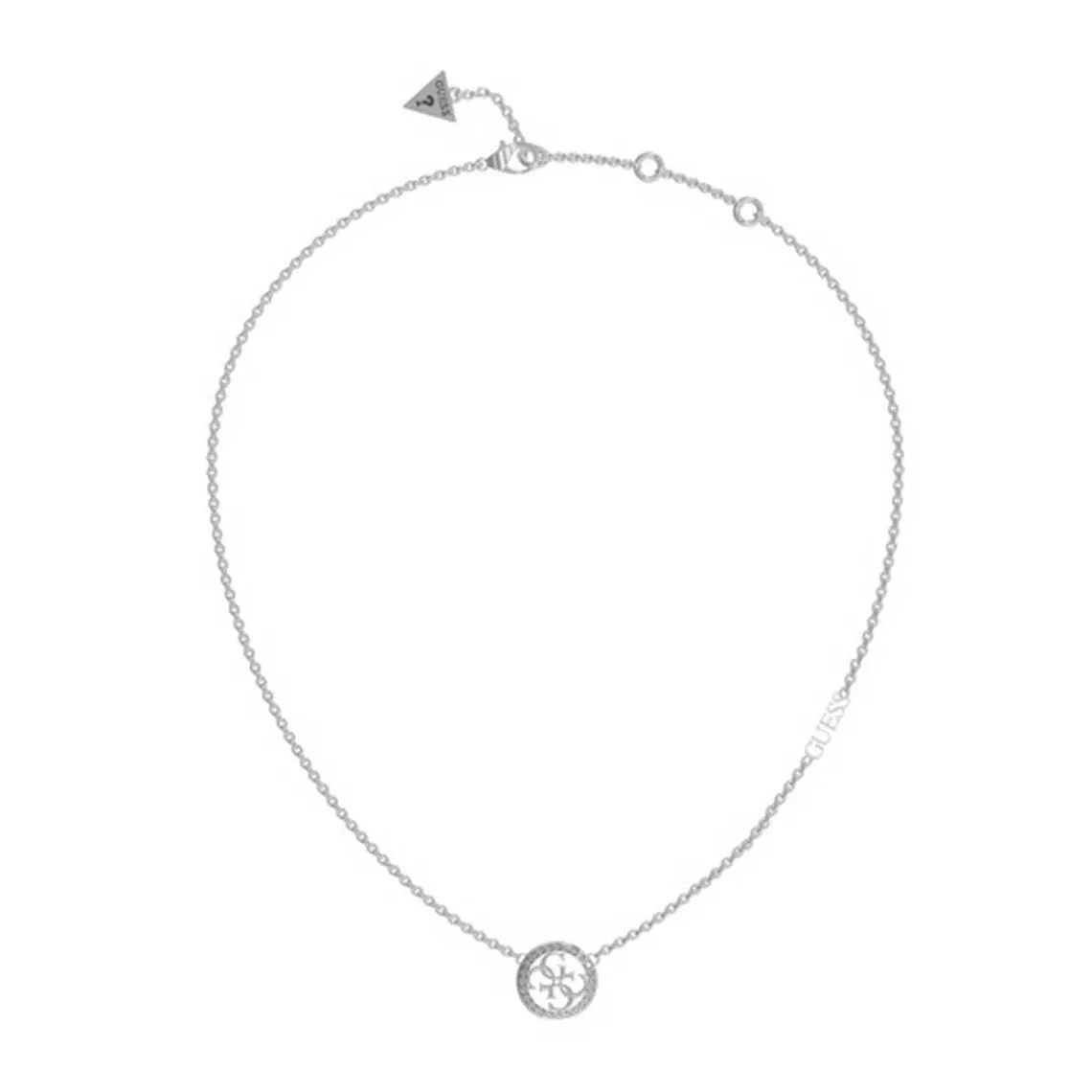 Collier Guess acier argenté - Médaillon logo et cristaux