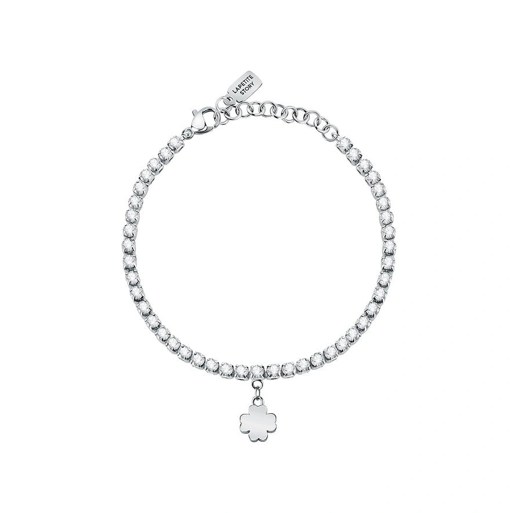 Bracelet La Petite Story en acier à quatre feuilles avec cristal transparent LPS05ARR70 pour femme