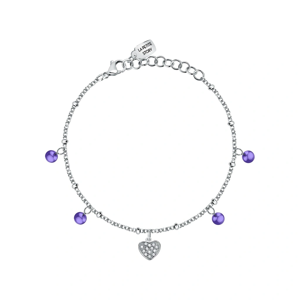 Bracelet Love en acier avec cristaux transparents et tanzanite La Petite Story (LPS05ASD42) pour femme