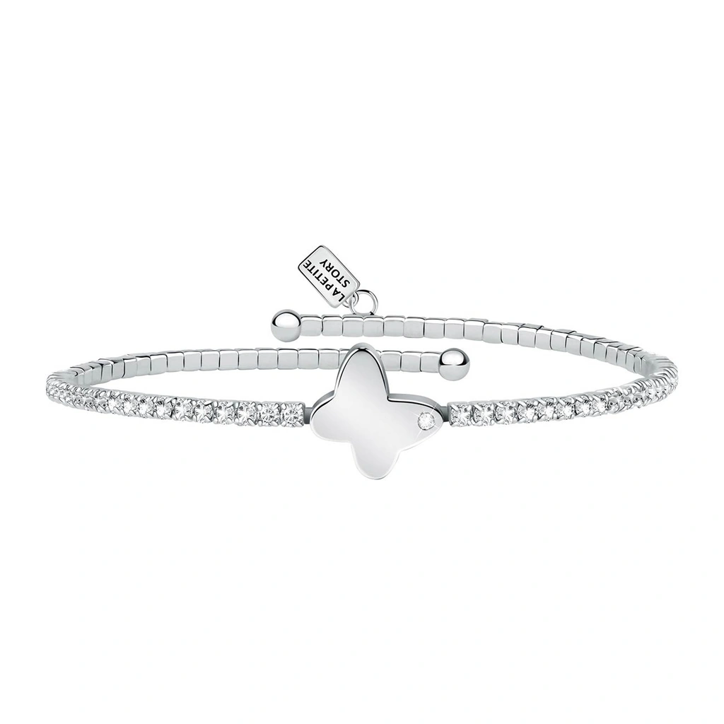 Bracelet La Petite Story en laiton et zircon avec papillon blanc LPS05ASE05 pour femme