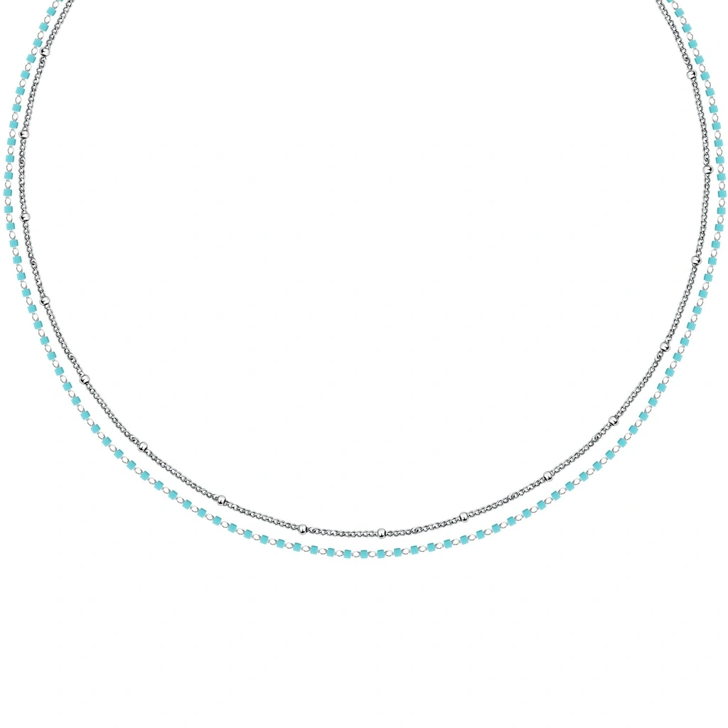 Collier en acier La Petite Story avec perles bleu clair LPS10ARR09 pour femme