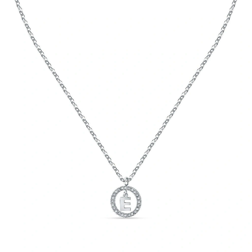 Collier La Petite Story en acier avec lettre E et cristal transparent (LPS10ASF13) pour femme
