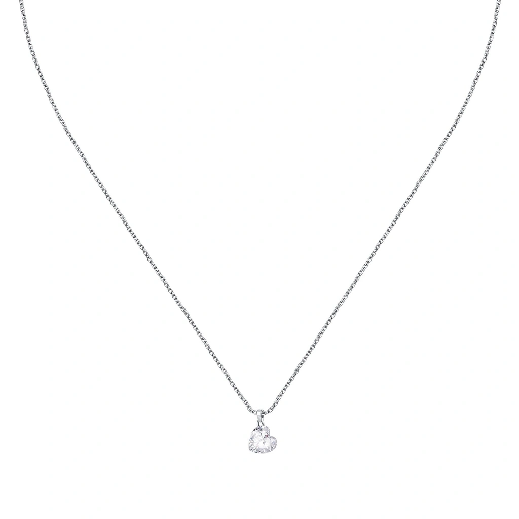 Collier en argent La Petite Story avec zircons blancs en forme de cœur (LPS10AWV31) pour femme