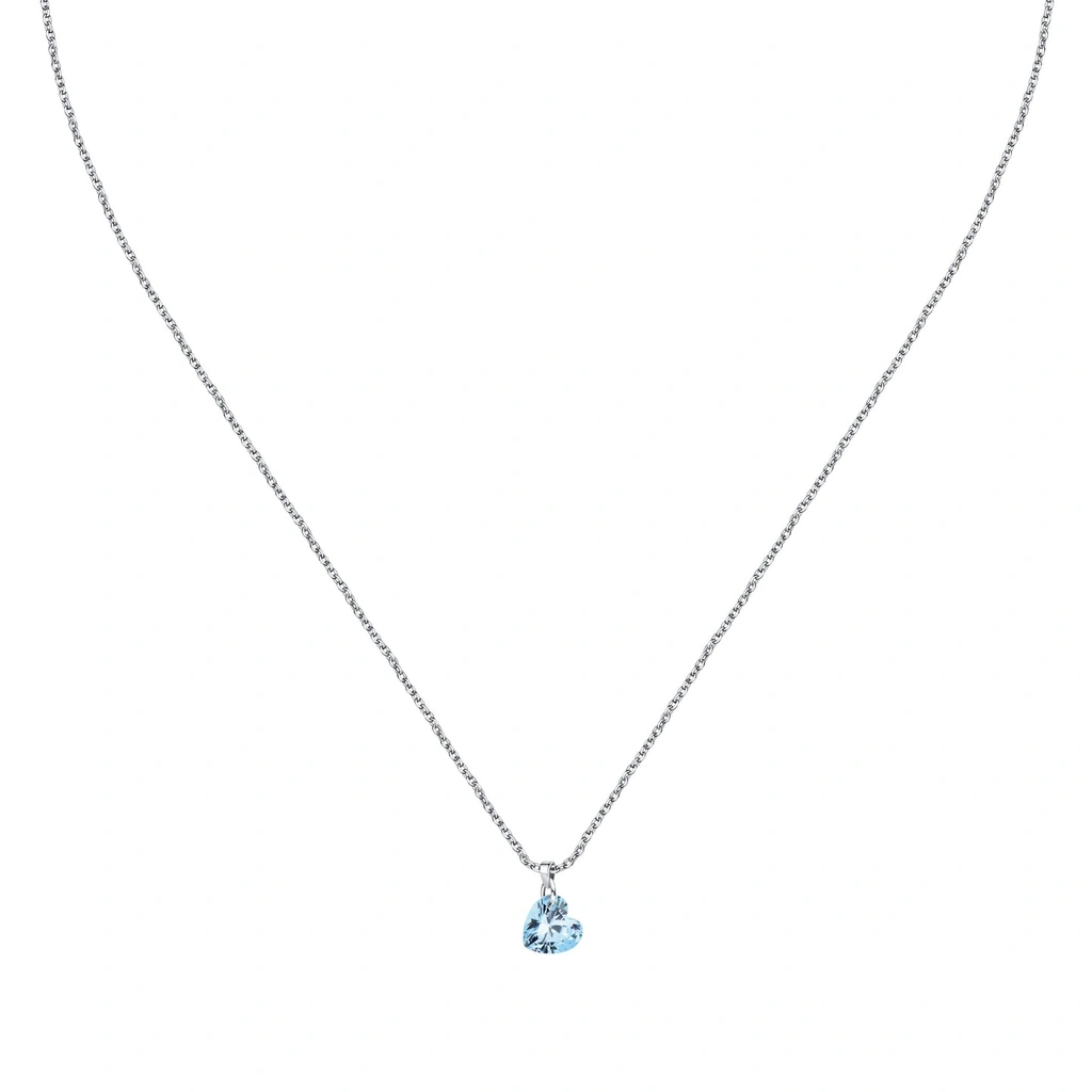 Collier en argent La Petite Story avec zircons cœur bleu clair LPS10AWV32 pour femme