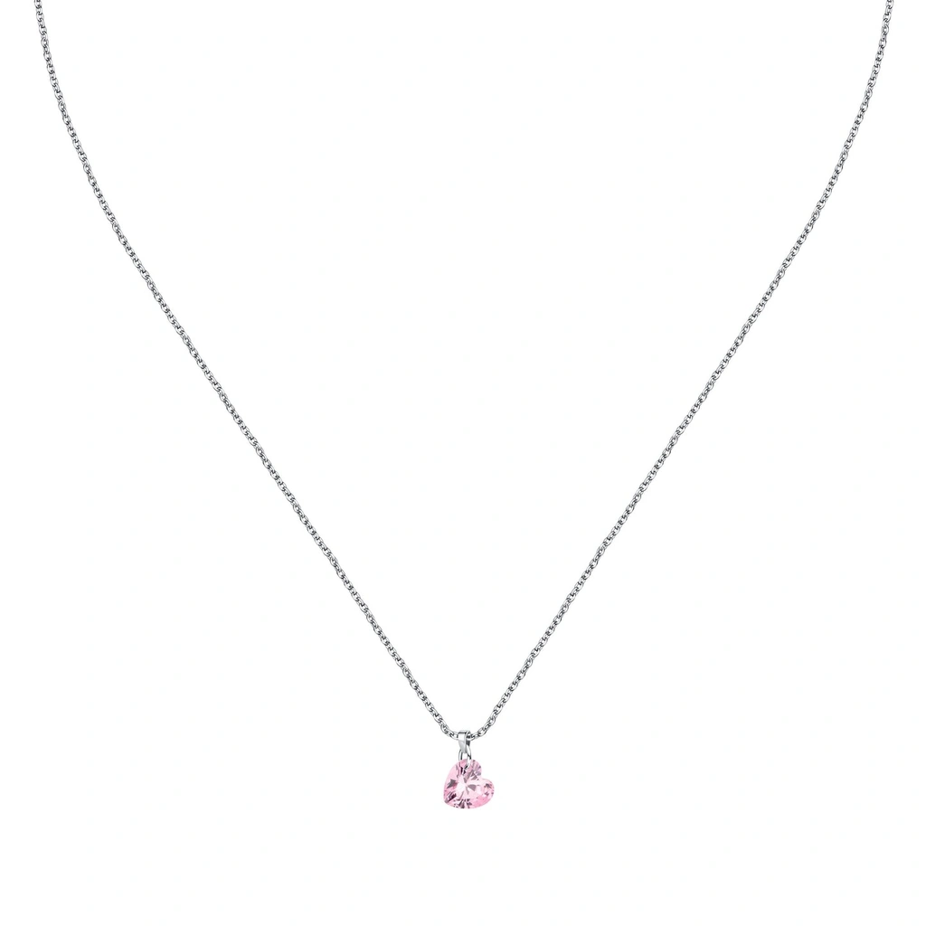 Collier en argent La Petite Story avec cœur rose en zircone LPS10AWV33 pour femme