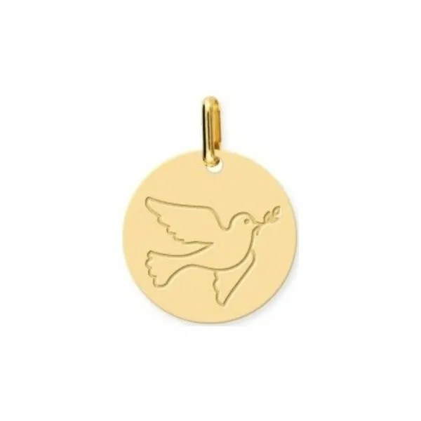 Médaille de baptême colombe en or jaune
