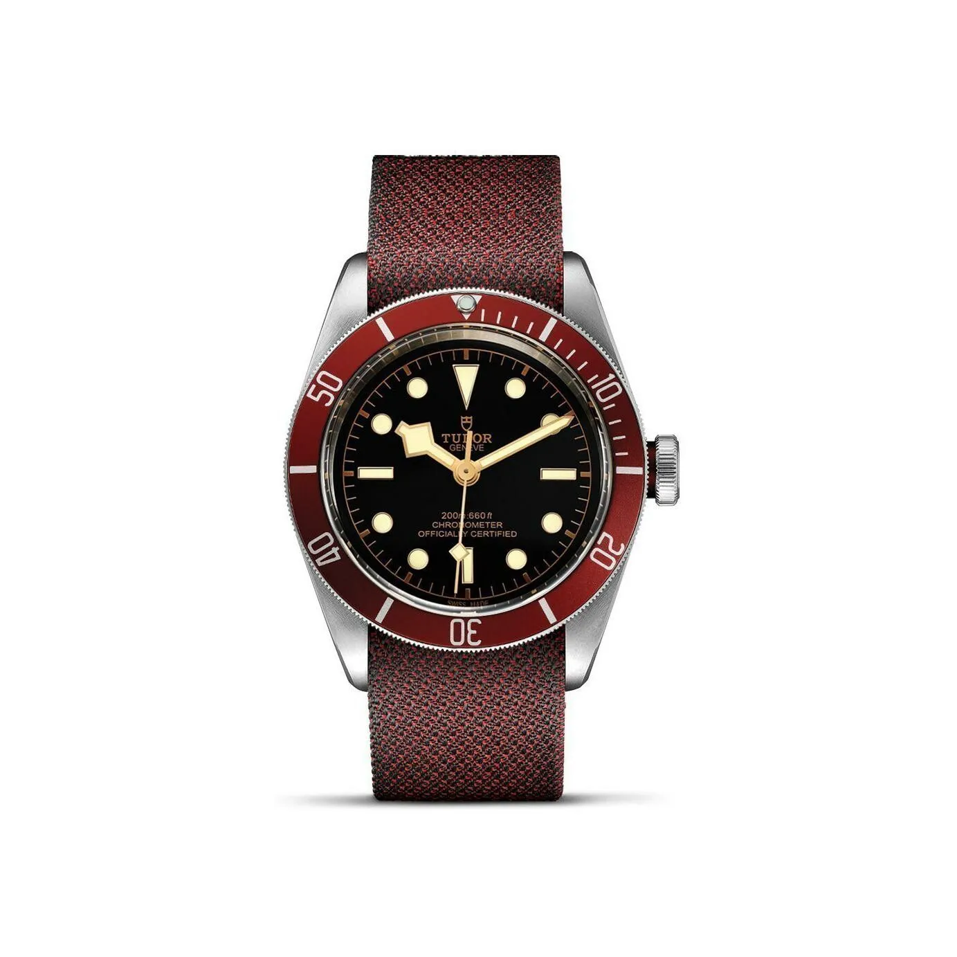 Achat Montre TUDOR Black Bay boîtier en acier 41 mm, bracelet en tissu bordeaux
