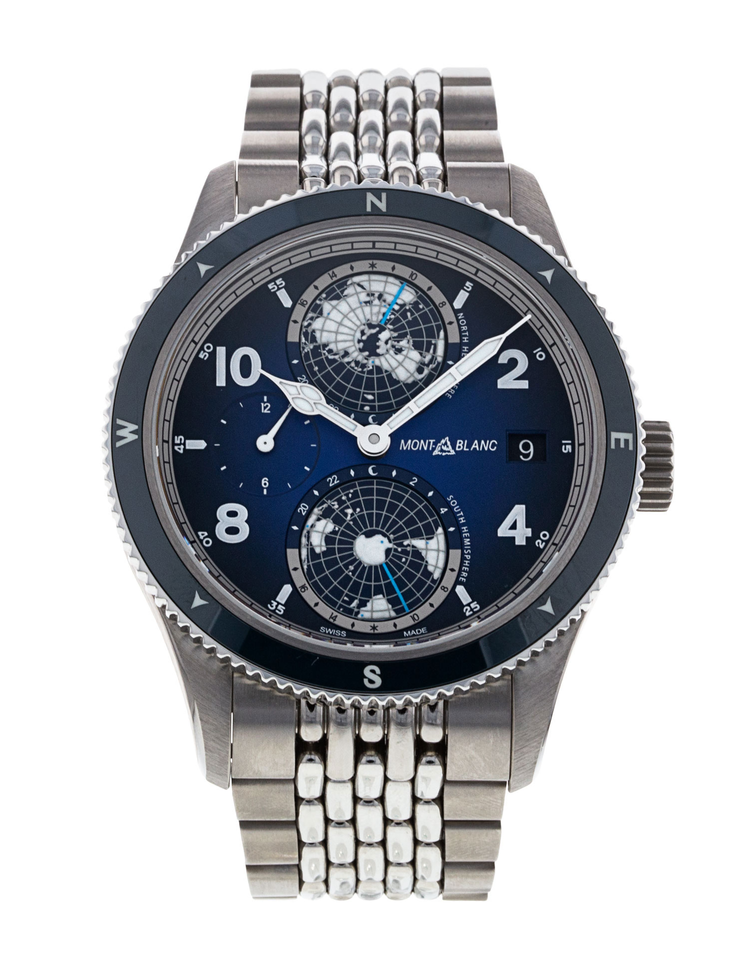 Montblanc 1858 Geosphere - cadran Bleu Arabe