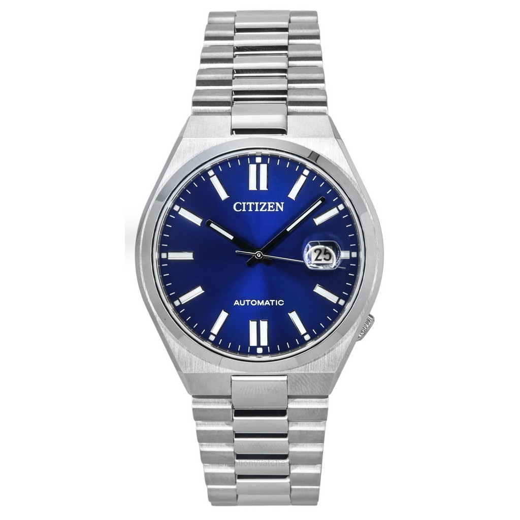 Montre Citizen Tsuyosa pour homme, automatique, en acier inoxydable, cadran bleu, NJ0150-81L