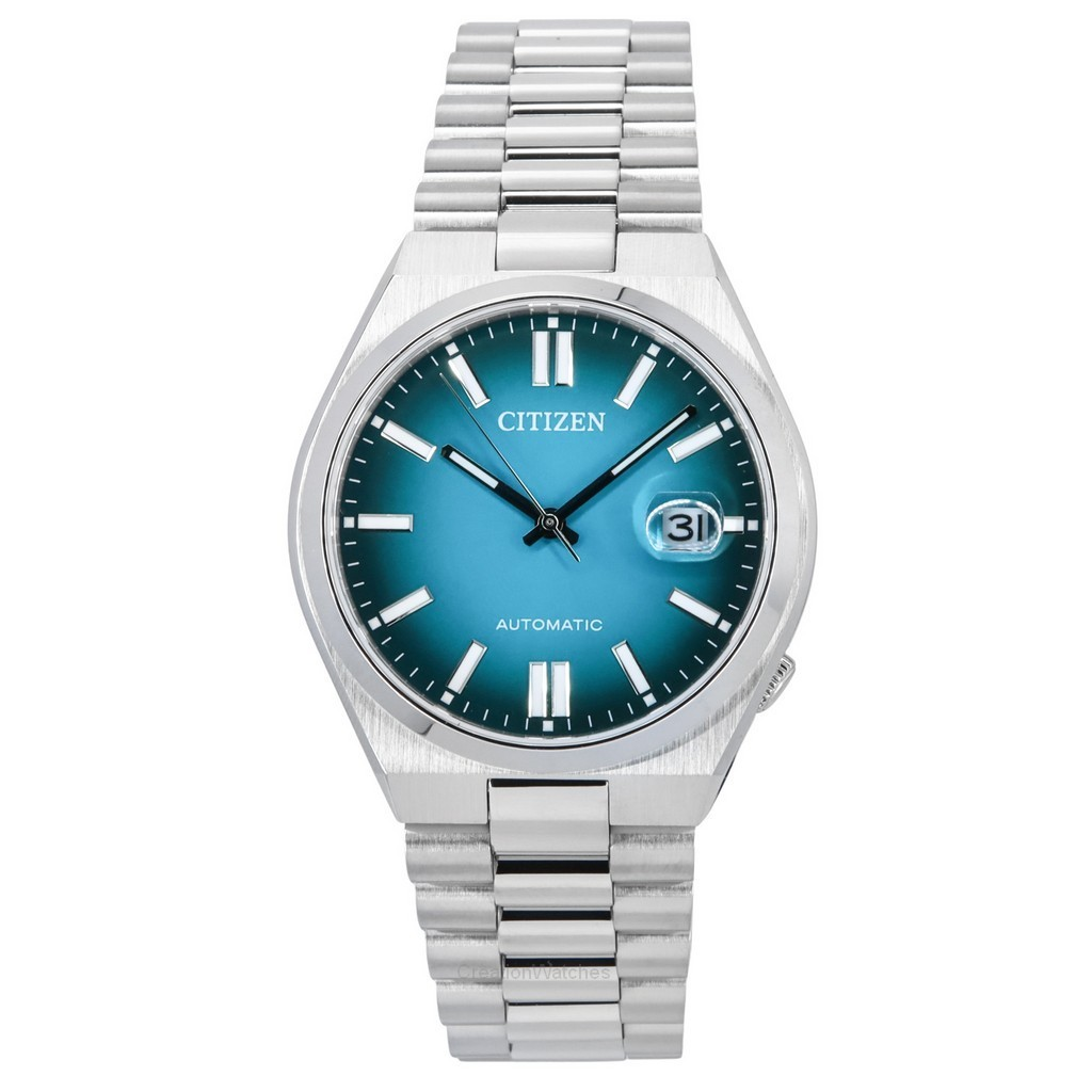 Montre Citizen Tsuyosa pour homme, automatique, en acier inoxydable, cadran turquoise, NJ0151-88X