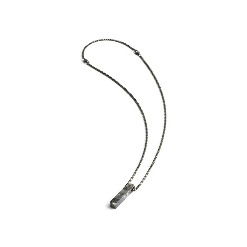 Achat Collier Gemini Classics en acier et larvikite