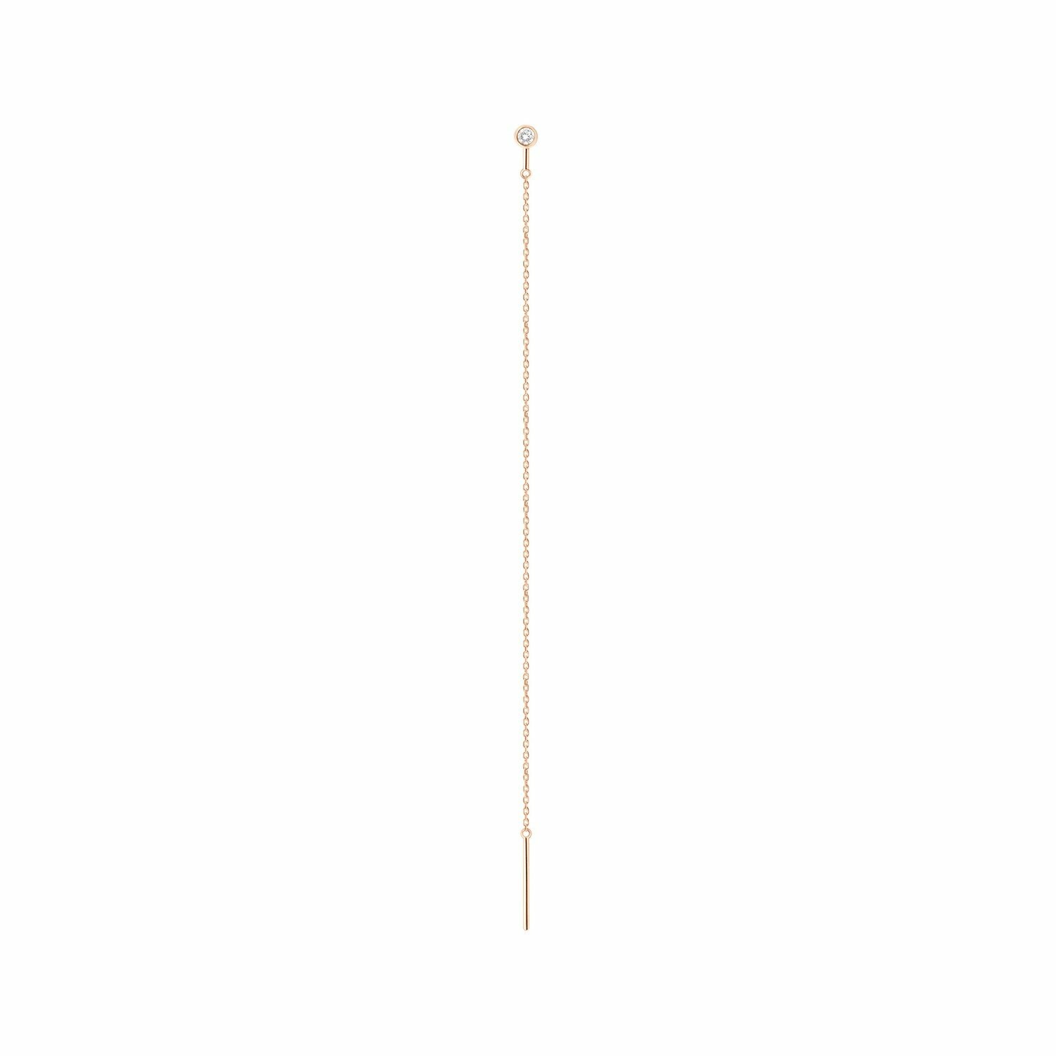 Mono boucle d'oreille Vanrycke One en or rose et 1 diamant, longueur 8cm