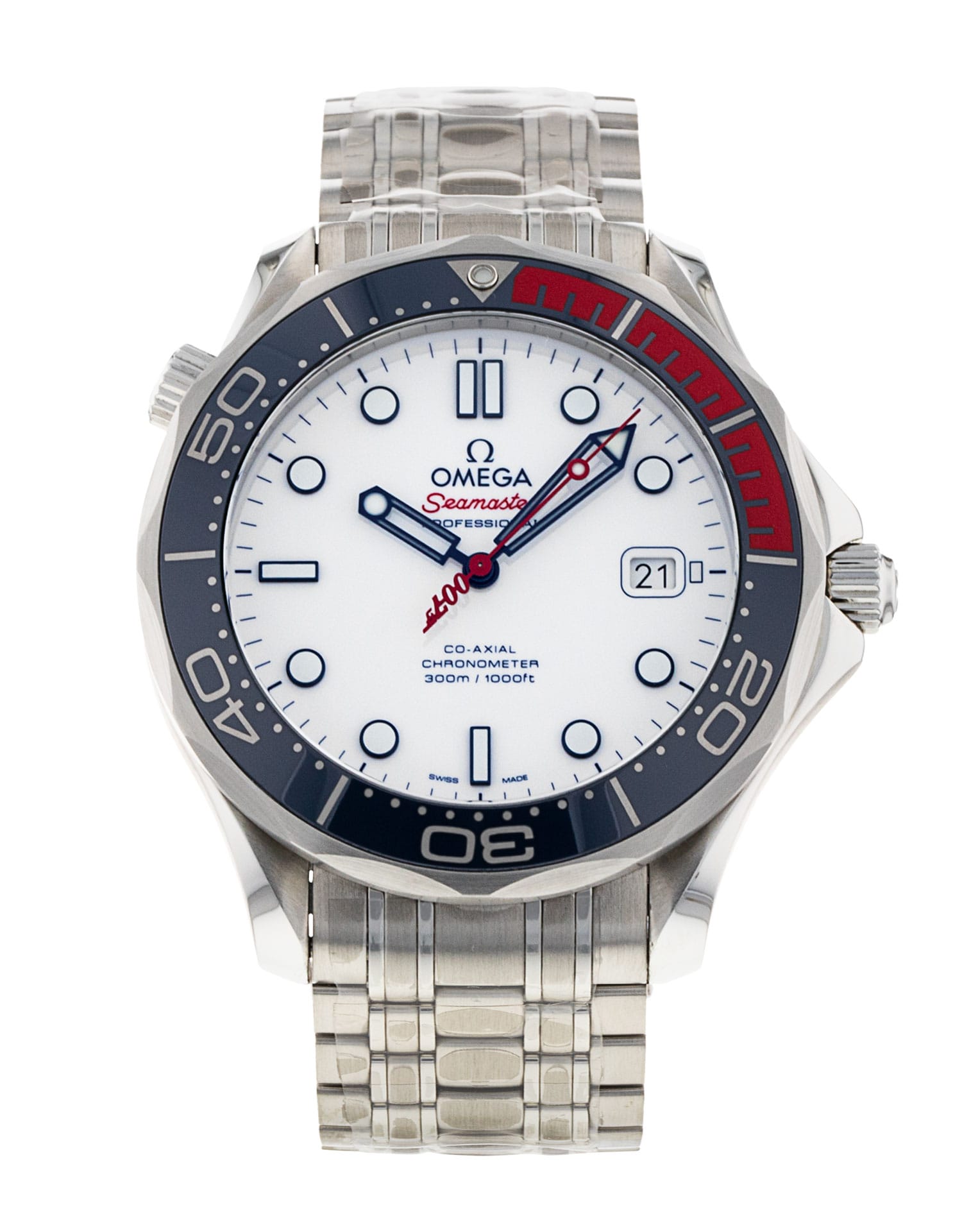 Omega Seamaster 300m - cadran Blanc et un bracelet e Métal