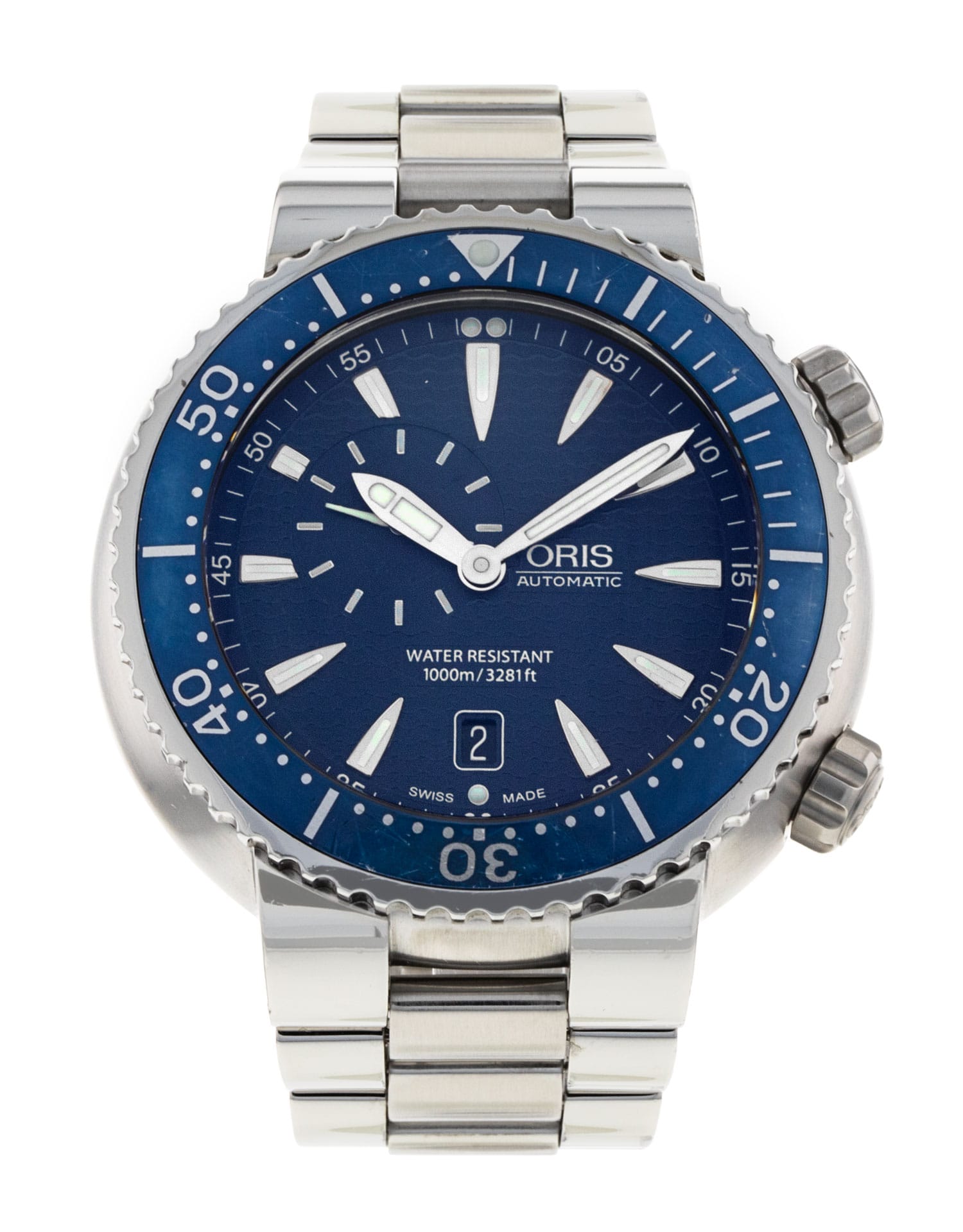 Oris Divers - cadran Baton bleue et un bracelet e Métal