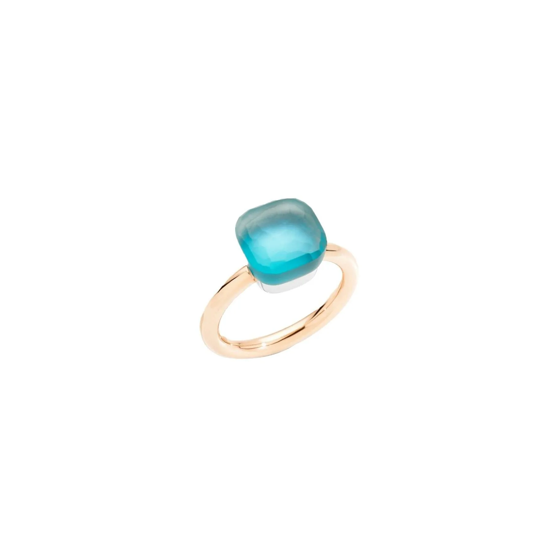 Achat Bague Nudo Classic en or rose, or blanc, topaze bleue, nacre et turquoise
