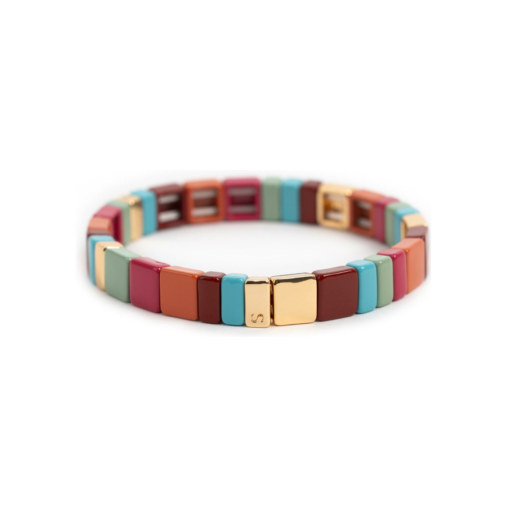 Bracelet Simone à Bordeaux Hubba en métal doré émaillé Cottage M