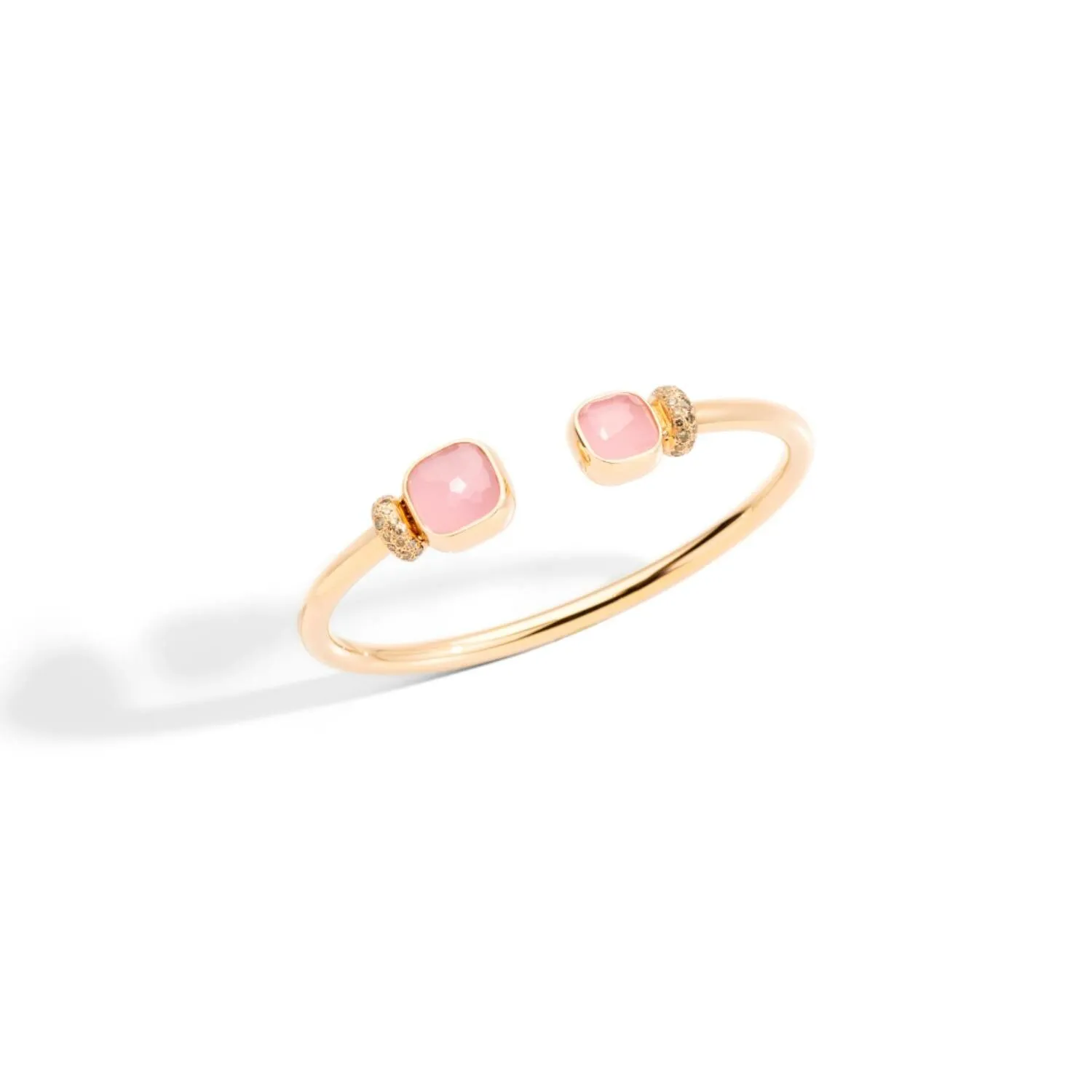 Achat Bracelet Pomellato Nudo en or rose, 2 quartzs rose et calcédoines rose et 38 diamants Cognac