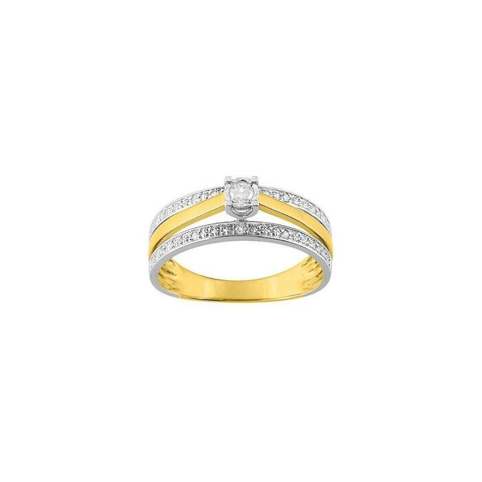 Achat Bague en or blanc, or jaune et diamants de 0.10ct