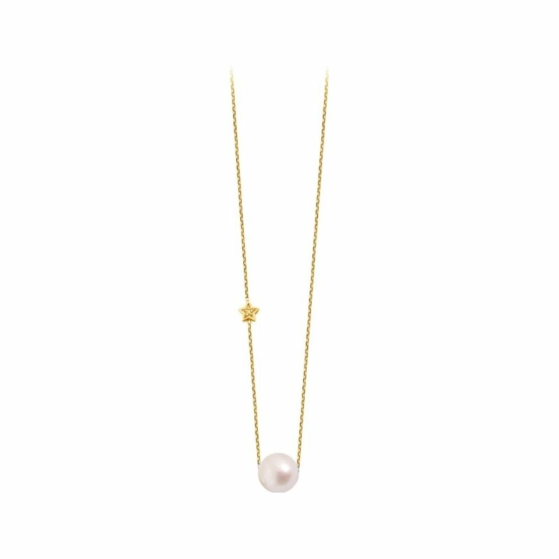 Achat Collier Claverin Kiss Diamond star en or jaune et perle blanche