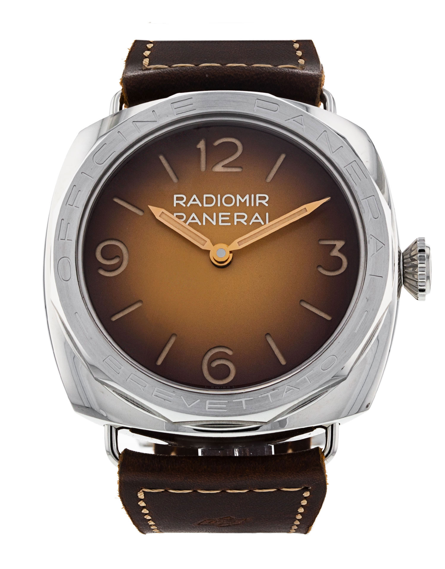 Panerai Radiomir 3 Days Acciaio - cadran Brun de quartier arabe