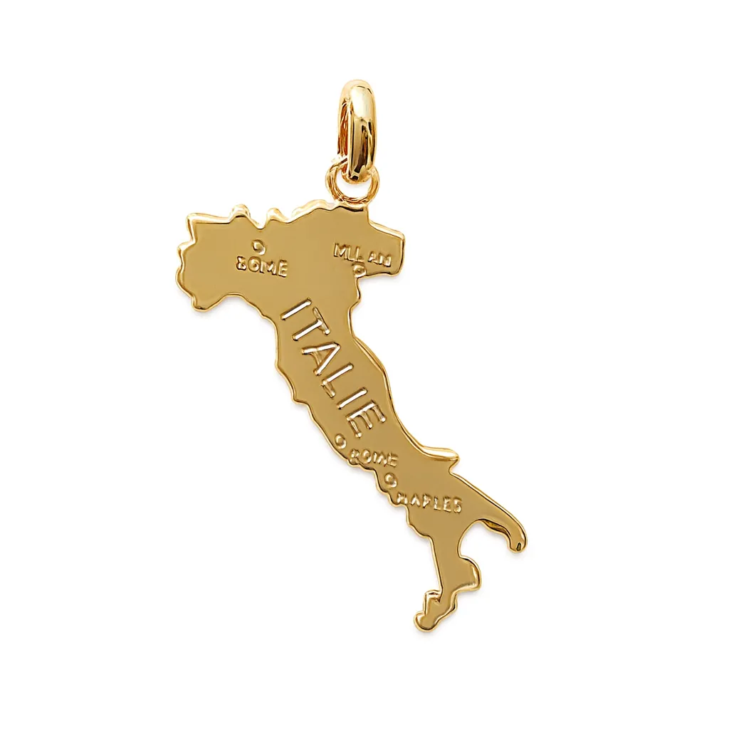 Pendentif Carte de l’Italie en Plaqué Or – Azuline