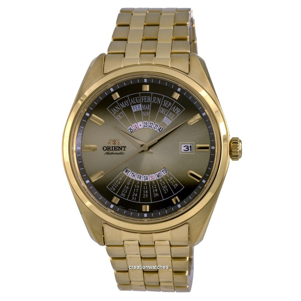 Orient Contemporary Multi Year Calendar Gold Tone Cadran Automatique RA-BA0001G10B Montre Homme
