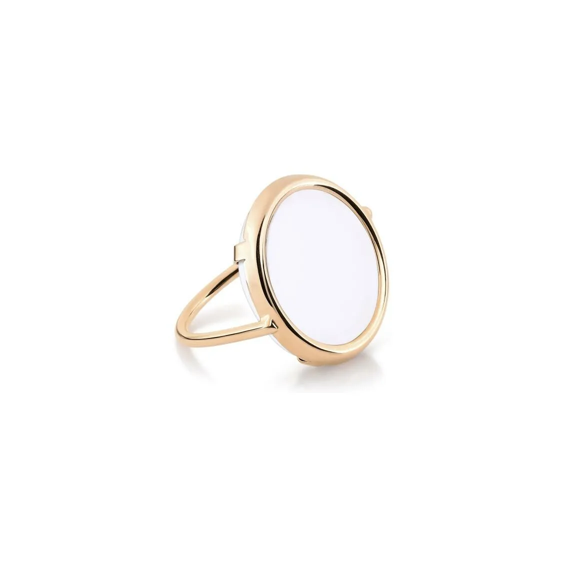 Achat Bague Ginette NY DISC RING en or rose et agate blanche