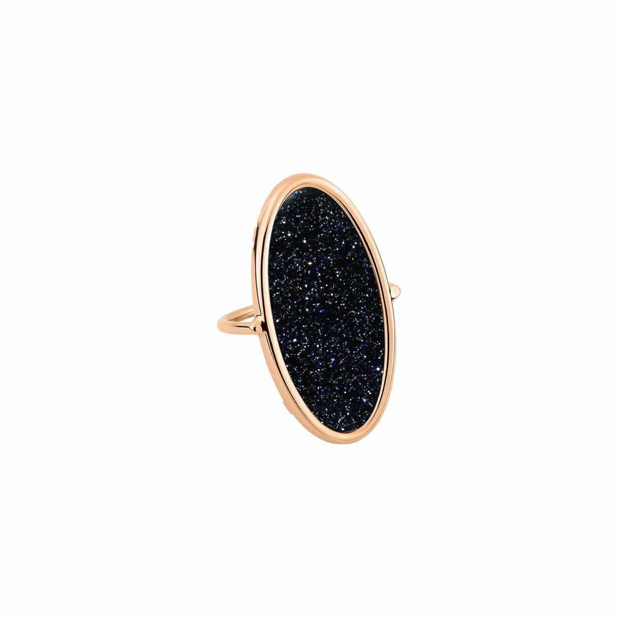 Achat Bague Ginette NY ELLIPSES & SEQUINS en or rose et blue sand stone
