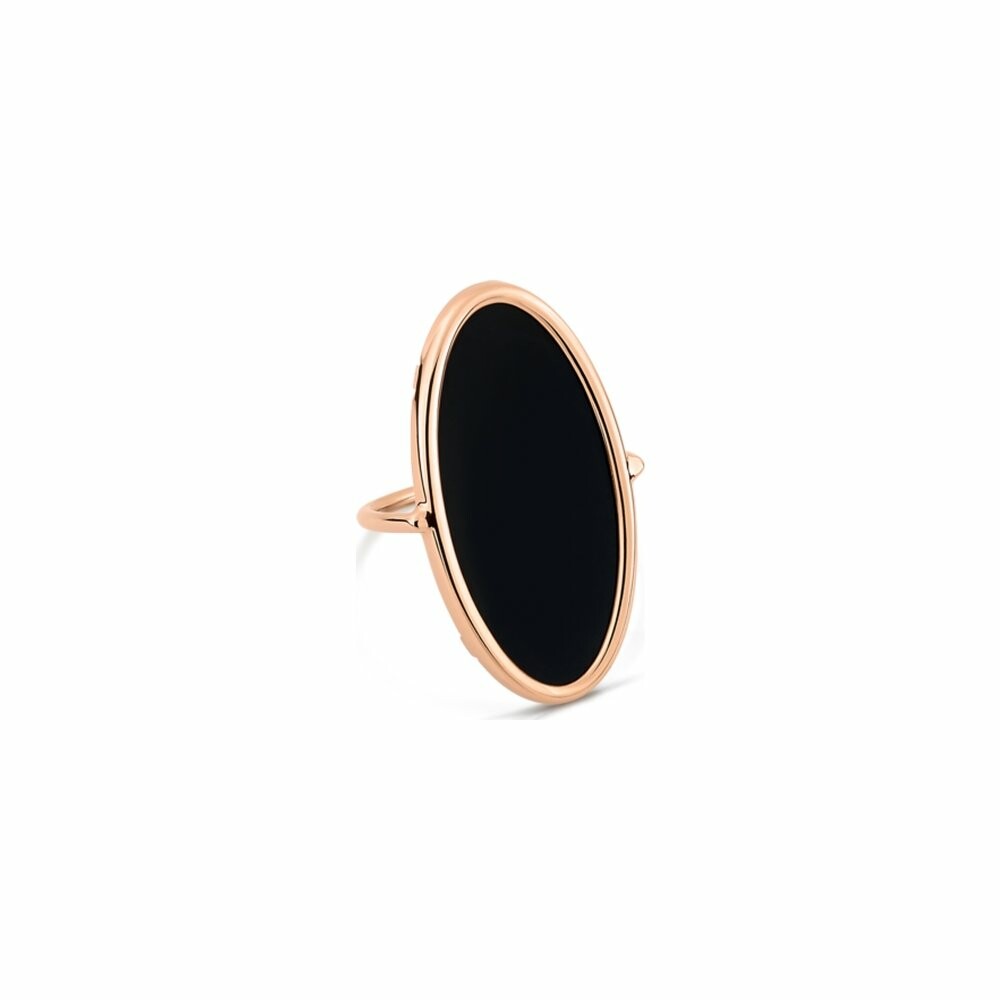 Achat Bague GINETTE NY ELLIPSES & SEQUINS en or rose et onyx