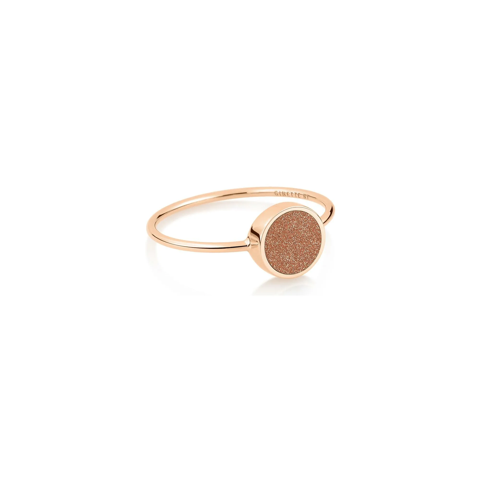 Achat Bague Ginette NY MINI EVER DISC en or rose et pierre de sable