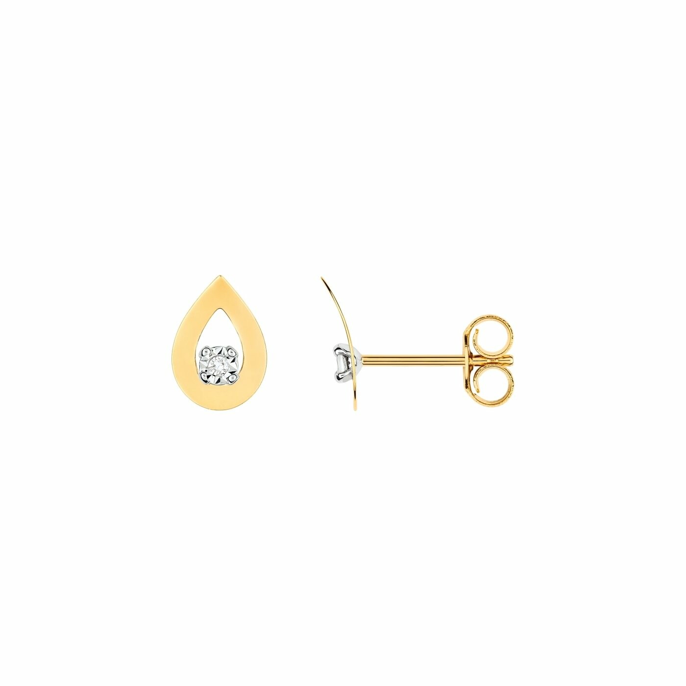 Achat Boucles d'oreilles en or jaune, or blanc et diamants de 0.02ct