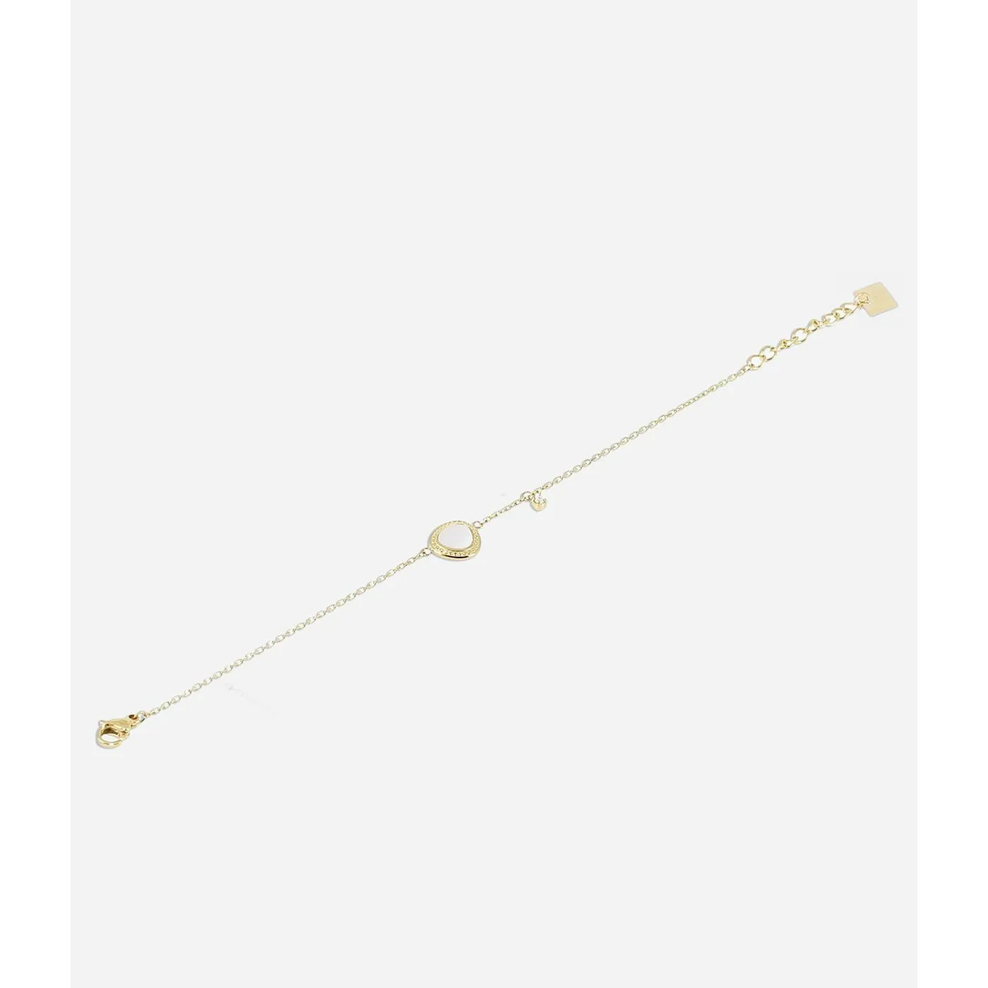 Bracelet Zag en acier doré, nacre et oxyde de zirconium