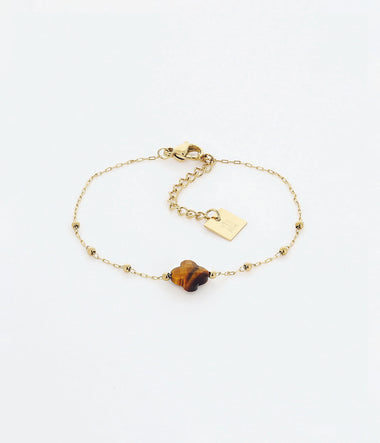 Velasquez - Acier Doré & Œil de Tigre - Bracelet - Zag Bijoux