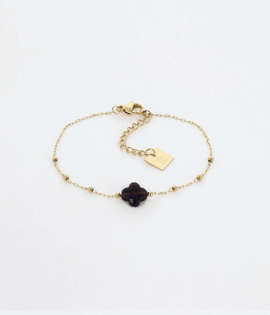 Velasquez - Acier Doré & Quartz Fumé - Bracelet - Zag Bijoux