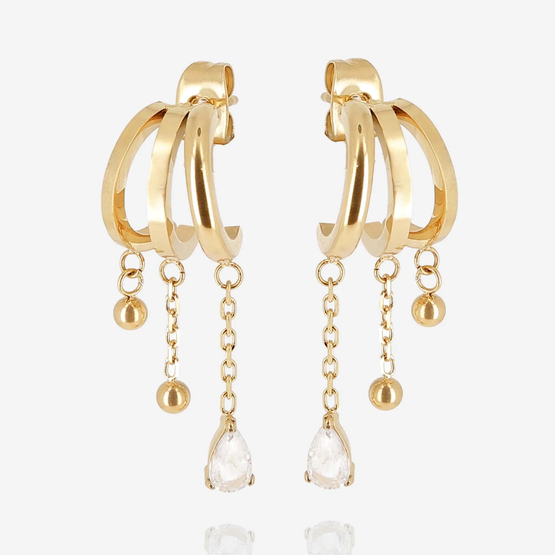 Pilar - Acier Doré - Boucles d'Oreilles - Zag Bijoux